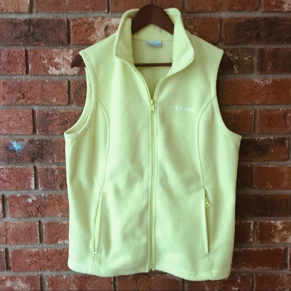Columbia Jackets & Blazers - Columbia Yellow Green Fleece Zipper Vest